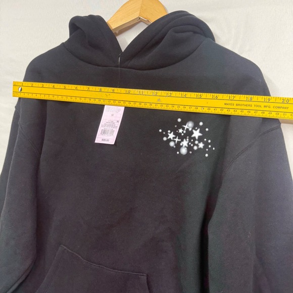 Wild Fable Black Hoodie Disco Ball Star Print Pullover Size M Y2K Rhinestone 70s - Picture 9 of 16